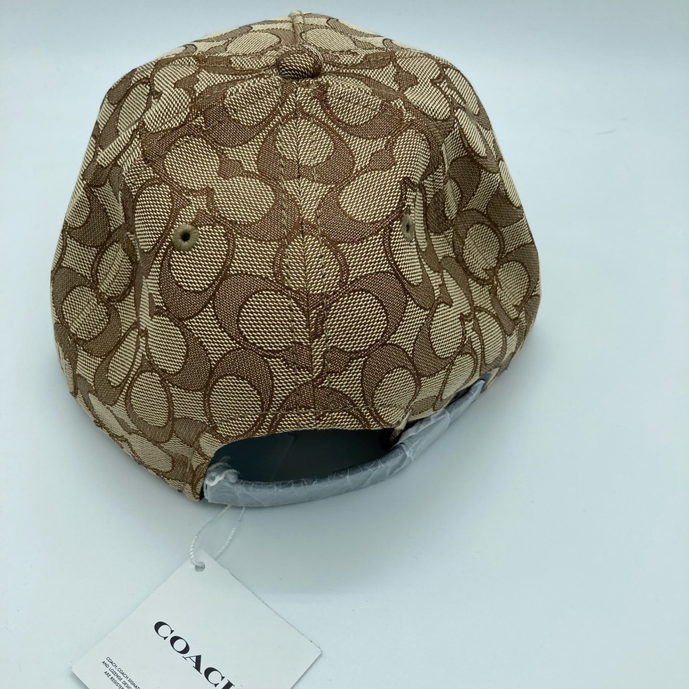 NWT COACH SIGNATURE FLAT BRIM KHAKI HAT - Picture 7 of 10